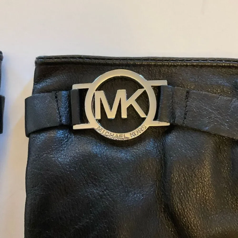 Leather Black Michael Kors Gloves. S. Logo on buckle. Punk goth richmom